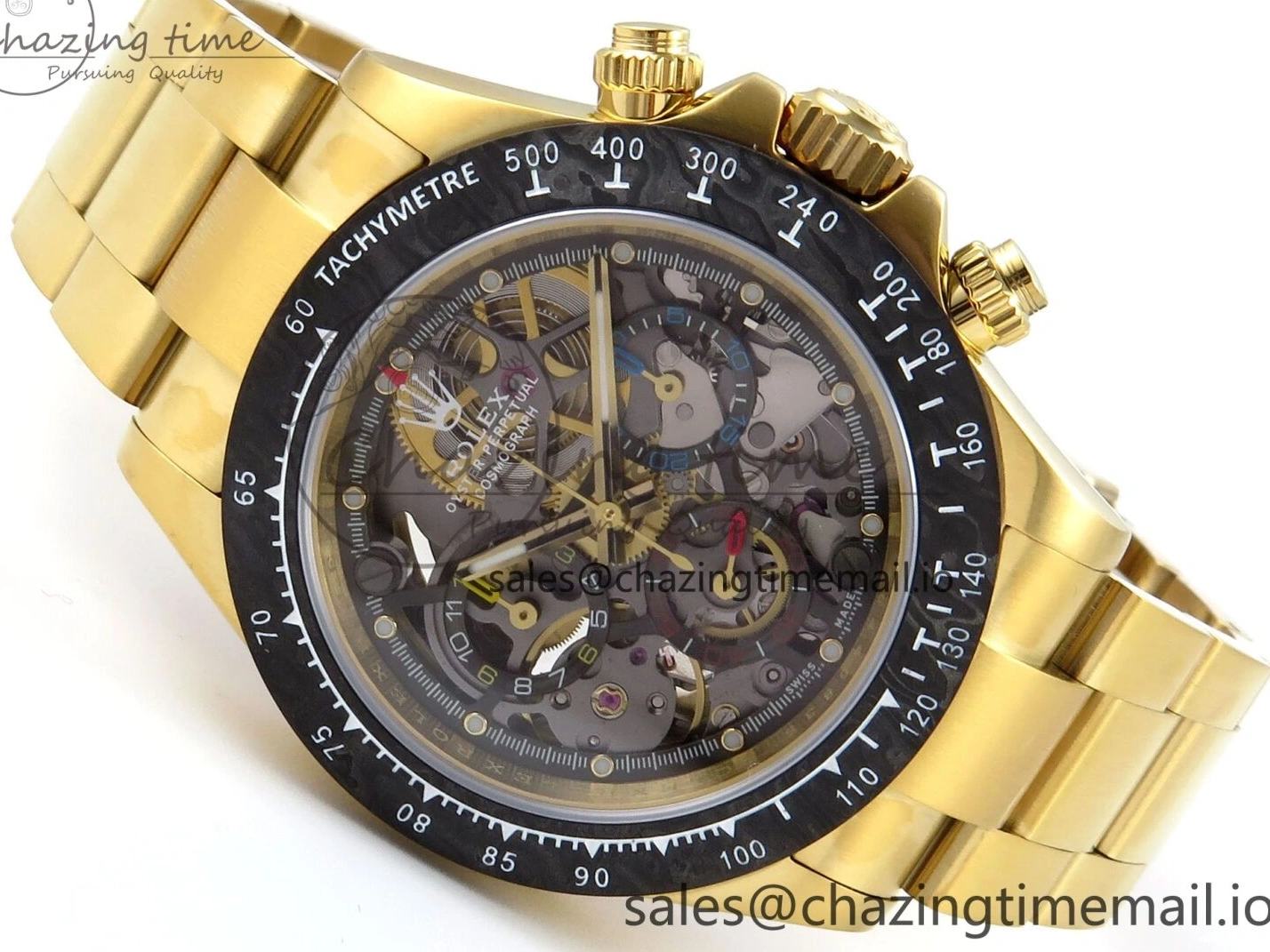 0409 Daytona Artisans Skeleton YG ADGF Best Edition Skeleton Dial on YG Oyster Bracelet SA FlexibleFit 754